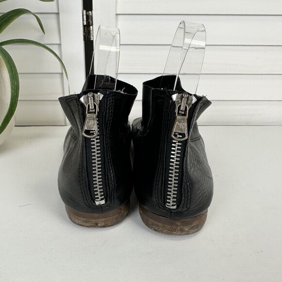 Free People Gemma Black Leather Peep Toe Ankle Bootie Zip Shoe Size EU 38 US 7.5 - Picture 5 of 10